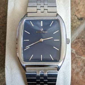 1970 N0 Bulova Accutron 2183 Mens Thin Watch Steel